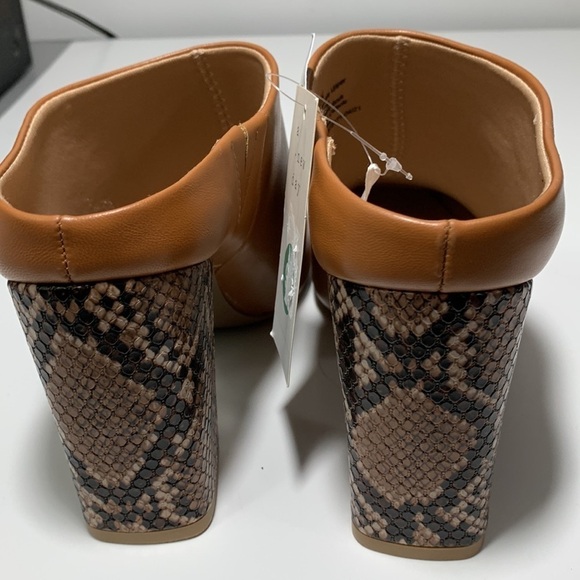 A new day cognac color mules with faux animal skin heels New with tags Sz 9.5 - Picture 4 of 9